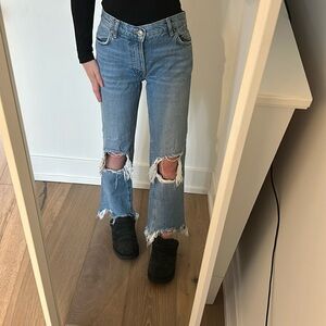 FREE PEOPLE ripped mid waist jeans